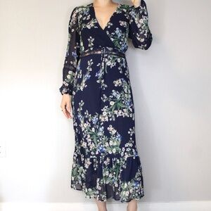 Blue Rain Midi Long Sleeve Dress
